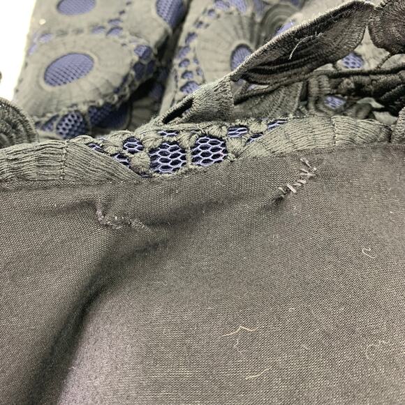 Maje Rodeo Lace Mini Dress High Neck Pleated Gothic Black Blue - Picture 5 of 15